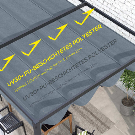 Pergola roof with UV protection, dark grey, 3 x 2.5M