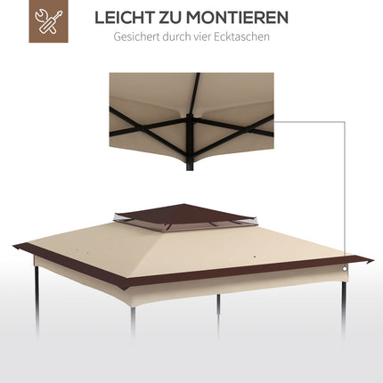 Vervangend Dak 3,25 X 3,25 M Paviljoendak Voor Metalen Paviljoen Tuinpaviljoen Partytent Tuintent Polyester Koffie