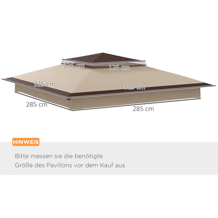 Vervangend Dak 3,25 X 3,25 M Paviljoendak Voor Metalen Paviljoen Tuinpaviljoen Partytent Tuintent Polyester Koffie