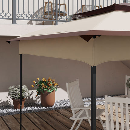 Vervangend Dak 3,25 X 3,25 M Paviljoendak Voor Metalen Paviljoen Tuinpaviljoen Partytent Tuintent Polyester Koffie