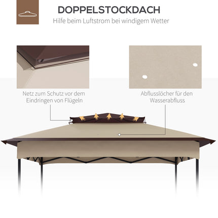 Vervangend Dak 3,25 X 3,25 M Paviljoendak Voor Metalen Paviljoen Tuinpaviljoen Partytent Tuintent Polyester Koffie