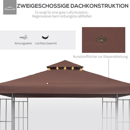 3x3M Coffee Replacement Canopy For Metal Gazebo - Polyester