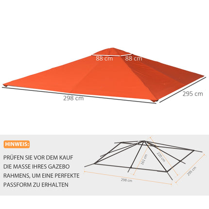 Orange Polyester Gazebo Roof Cover, Sun protection, 3x3 m