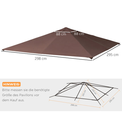 Gazebo Replacement Cover, Sun Shade, 2.93x2.93M, Coffee