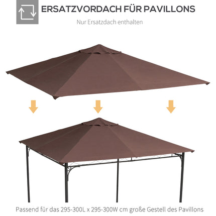 Gazebo Replacement Cover, Sun Shade, 2.93x2.93M, Coffee