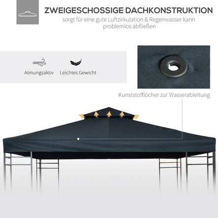 Carbon gray polyester roof for 3x3M Metal Gazebo