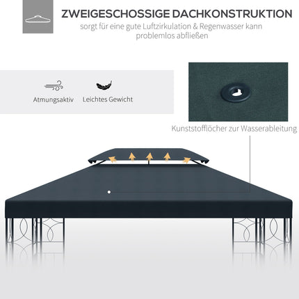Charcoal gray polyester gazebo roof, 3x4M replacement