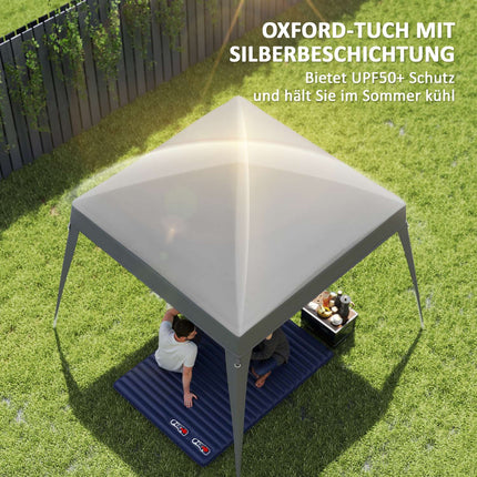 Vervangingsdak voor paviljoen 3x3 m, waterafstotend, stabiel, winterbestendig paviljoendak voor vouwpaviljoen, stormvaste partytent, vervangende hoes, afdekking met enkel dak, overkapping voor tuinpaviljoen, lichtgrijs