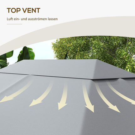 Vervangingsdak voor paviljoen 4 x 3m, waterafstotend paviljoendak met UV-bescherming 30+, vervangingsafdekking voor tuinpaviljoen, reserveonderdelen van polyesterweefsel, 180 g/m², lichtgrijs Aosom