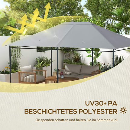 Vervangingsdak voor paviljoen 4 x 3m, waterafstotend paviljoendak met UV-bescherming 30+, vervangingsafdekking voor tuinpaviljoen, reserveonderdelen van polyesterweefsel, 180 g/m², lichtgrijs Aosom