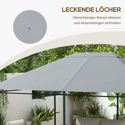 Vervangingsdak voor paviljoen 4 x 3m, waterafstotend paviljoendak met UV-bescherming 30+, vervangingsafdekking voor tuinpaviljoen, reserveonderdelen van polyesterweefsel, 180 g/m², lichtgrijs Aosom