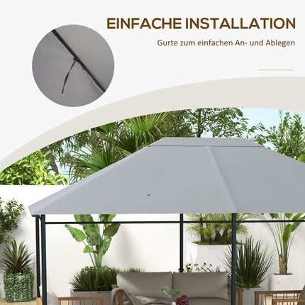 Vervangingsdak voor paviljoen 4 x 3m, waterafstotend paviljoendak met UV-bescherming 30+, vervangingsafdekking voor tuinpaviljoen, reserveonderdelen van polyesterweefsel, 180 g/m², lichtgrijs Aosom
