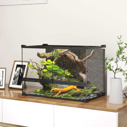 Reptile Glass Terrarium 48L, Front Ventilation, 50x30x35 cm