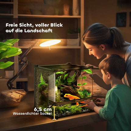 Reptile Glass Terrarium, Waterproof Base, Secure Lock