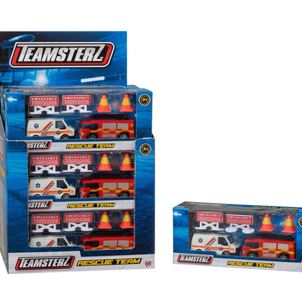 Rescue Team Die-Cast Playset for Kids, 1:64 Scale