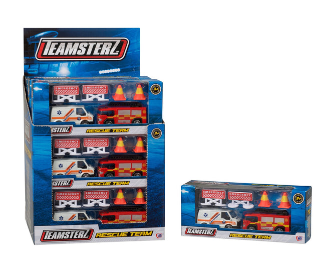 Rescue Team Die-Cast Playset for Kids, 1:64 Scale