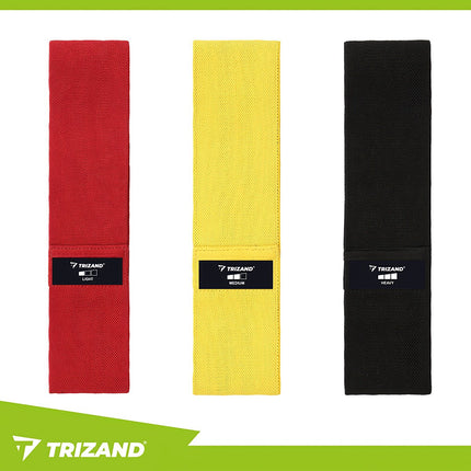 Resistance Bands Set, 3 Levels, Fabric, QR Workout Plan