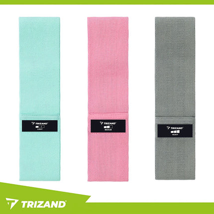 Resistance Bands Set, 3 Levels, Fabric, QR Workout Plan