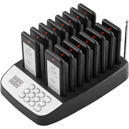 Restaurant Pager System, 500m Range, 16 Buzzers