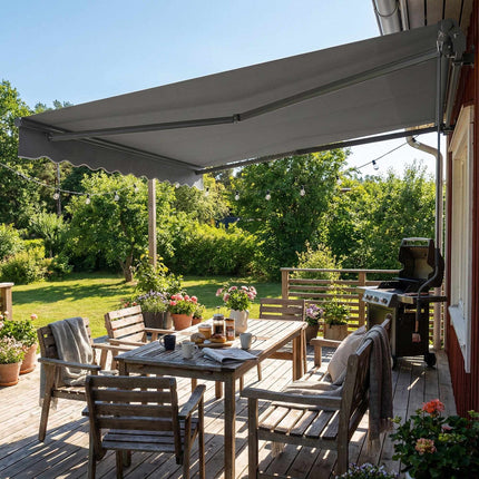Retractable Awning, 10m², Dark Grey, Manual Crank