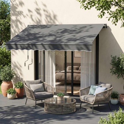 Retractable Awning, 10m², Dark Grey, Manual Crank