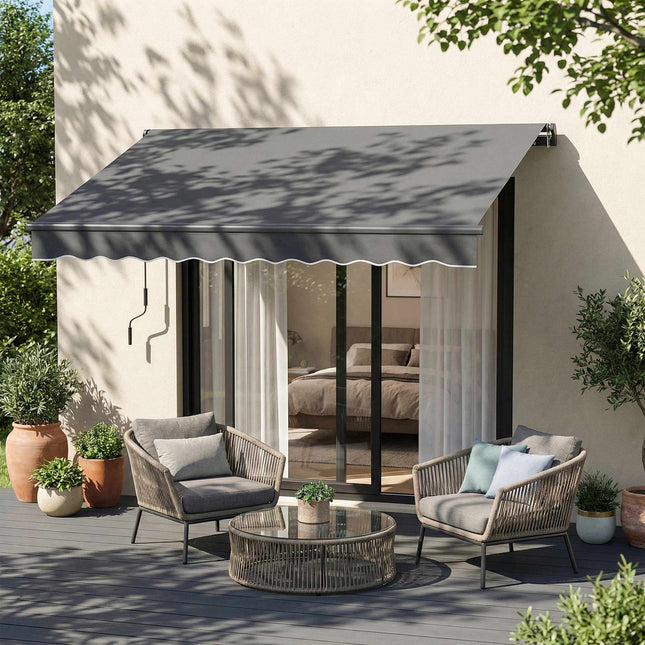 Retractable Awning, 10m², Dark Grey, Manual Crank