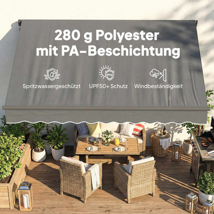 Retractable Awning, 10m², Dark Grey, Manual Crank