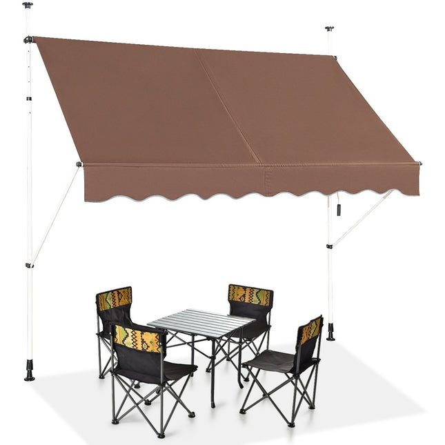 Retractable Awning 200cm, No-Drill, UV-Resistant, Adjustable