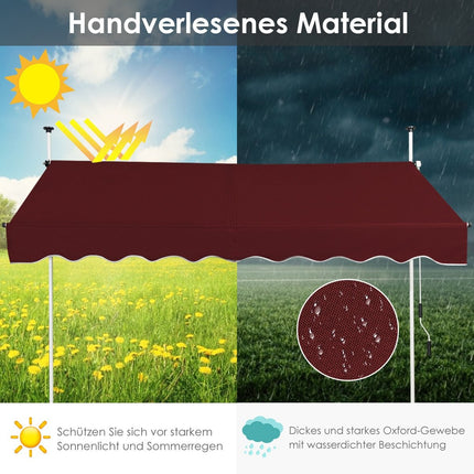 Retractable Awning 200cm, UV-Resistant, Adjustable Height