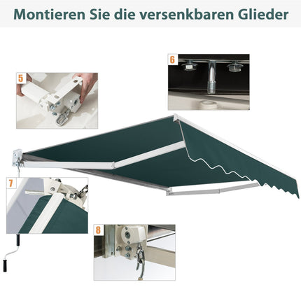 Retractable Awning 2.5x2m, UV & Water Resistant, Green