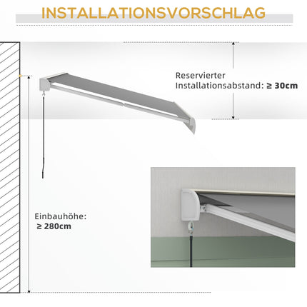 Retractable Awning, 295x250 cm, Remote Control, Light Grey