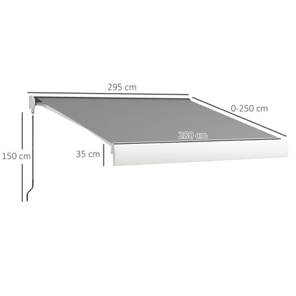 Retractable Awning, 295x250 cm, Remote Control, Light Grey
