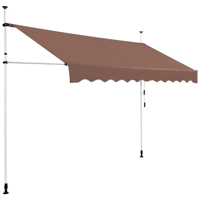 Retractable Awning 300cm, No-Drill, UV-Resistant, Brown