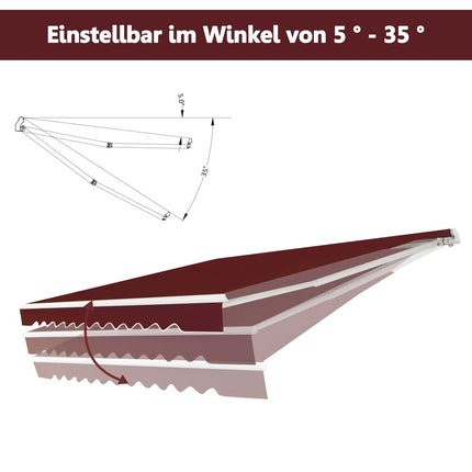 Retractable Awning, Aluminum, 3x2.5m, Wine Red