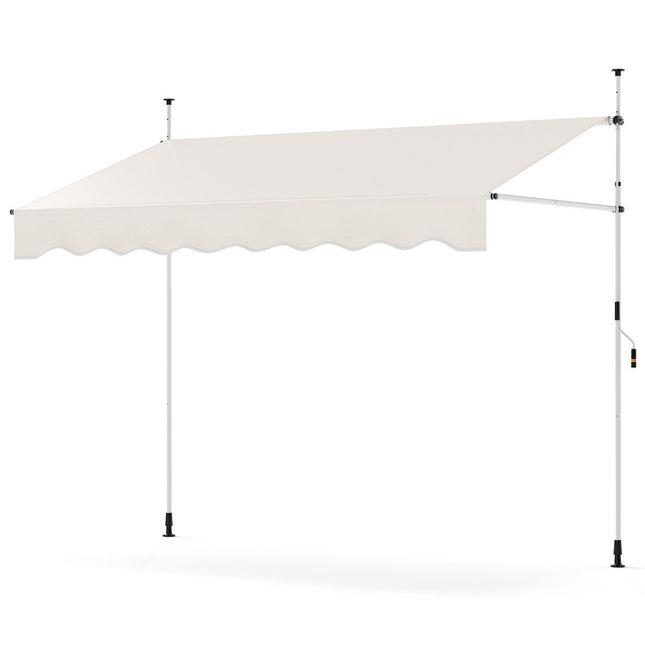 Retractable Awning, No-Drill, Adjustable Height, 250cm, White