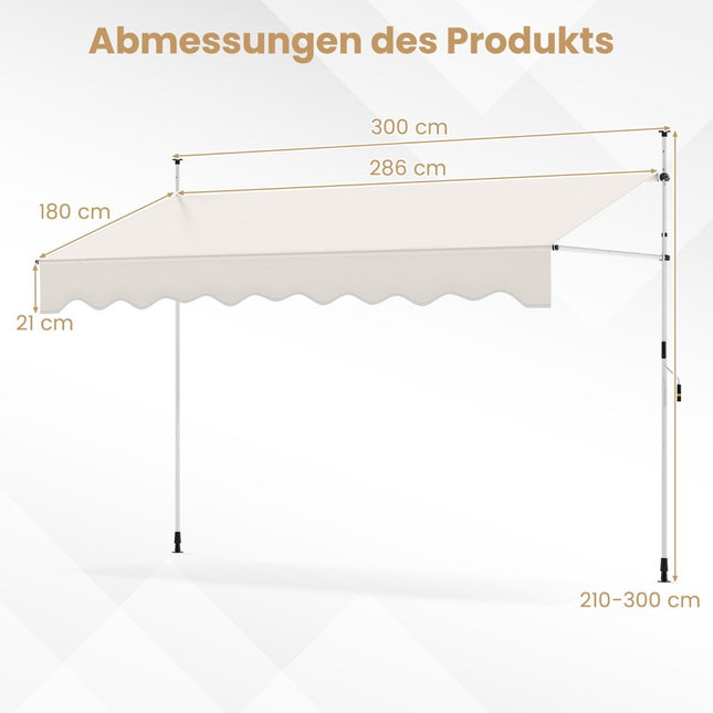 Retractable Awning, No-Drill, Adjustable Height, UV-Resistant