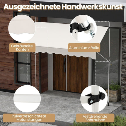 Retractable Awning, No-Drill, Adjustable Height, UV-Resistant