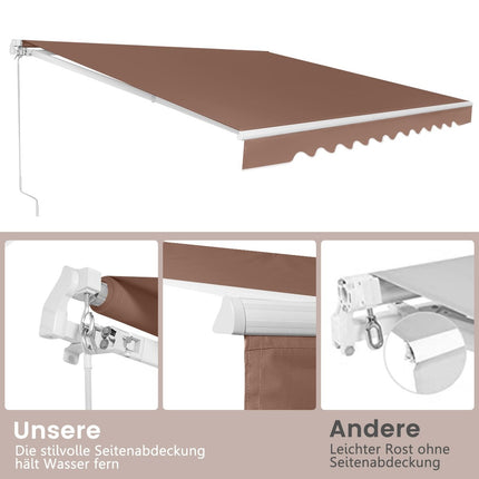 Retractable Awning with Crank, Brown, 2.5m x 2m
