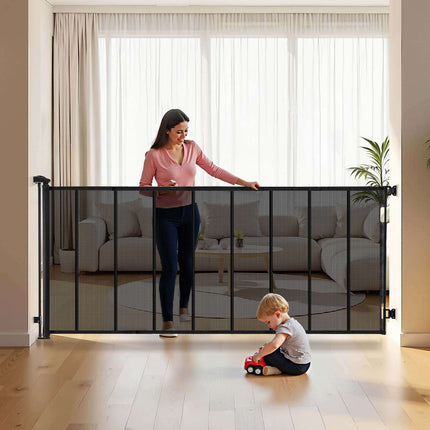 Retractable Baby Gate, 163 in Extra Wide, Black