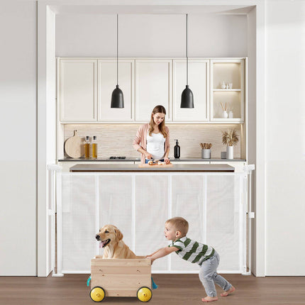 Retractable Baby Gate, 34 in Tall, Extends 55 in, White