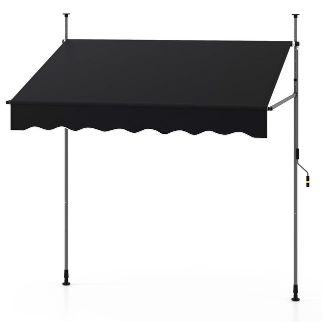 Retractable Balcony Awning, 200cm, No-Drill, UV-Resistant