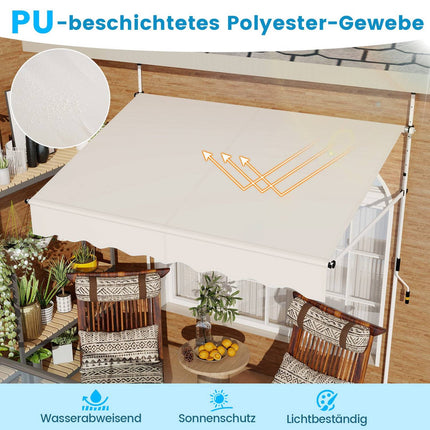 Retractable Balcony Awning, 200cm, No-Drill, UV Resistant