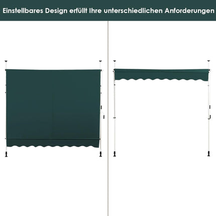 Retractable Balcony Awning, 200 cm Wide, UV-Resistant, Green