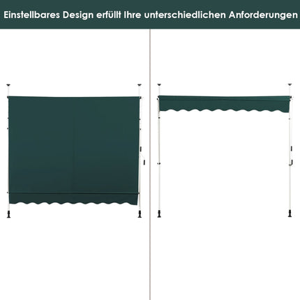 Retractable Balcony Awning, 250 cm, UV-Resistant, Green