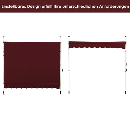 Retractable Balcony Awning, 250 cm, UV Resistant, Red