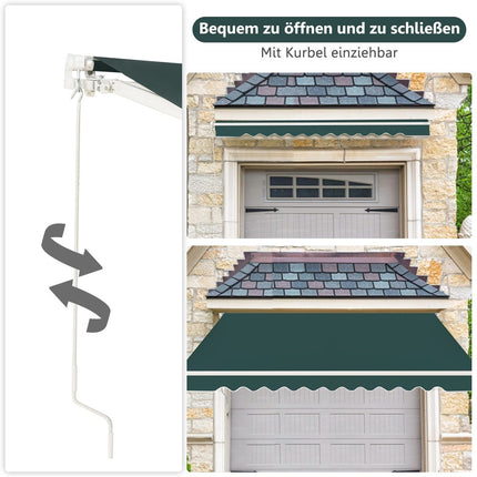Retractable Balcony Awning, 360x300 cm, Green