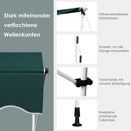 Retractable Balcony Awning, 400 cm, UV Resistant, Green