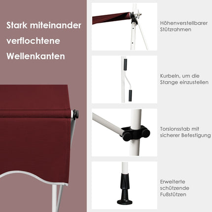 Retractable Balcony Awning, 400 cm, UV-Resistant, Red