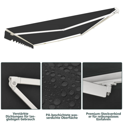 Retractable Balcony Awning, 400x250 cm, Grey, Sun Protection