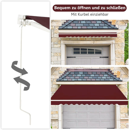 Retractable Balcony Awning, 400x250 cm, Wine Red
